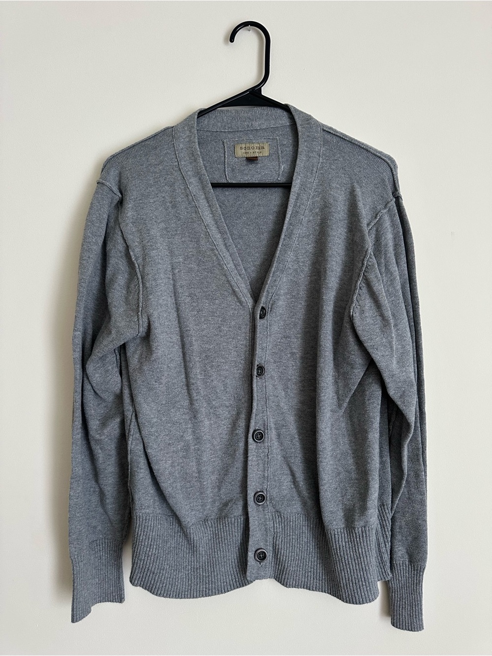 Sonoma Life + Style Gray Button Front Cardigan Medium